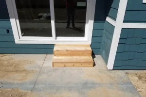 new wooden backdoor steps